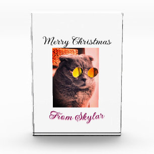 メリークリスマス猫の犬のペット動物の愛写真 フォトブロック