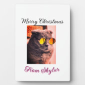 メリークリスマス猫の犬のペット動物の愛写真 フォトプラーク (正面)