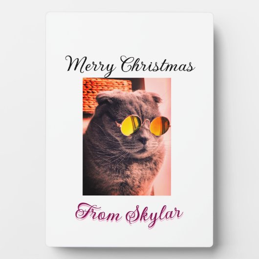 メリークリスマス猫の犬のペット動物の愛写真 フォトプラーク (正面)