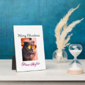 メリークリスマス猫の犬のペット動物の愛写真 フォトプラーク (側面)