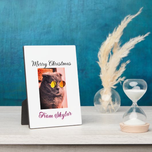 メリークリスマス猫の犬のペット動物の愛写真 フォトプラーク