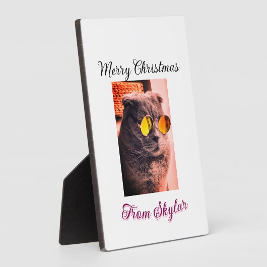 メリークリスマス猫の犬のペット動物の愛写真 フォトプラーク (側面)