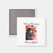 メリークリスマス猫の犬のペット動物の愛写真 マグネット (正面/裏面)