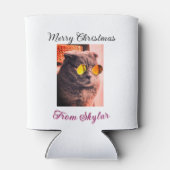 メリークリスマス猫の犬のペット動物の愛写真 缶クーラー (裏面)