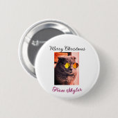 メリークリスマス猫の犬のペット動物の愛写真 缶バッジ (正面&裏面)