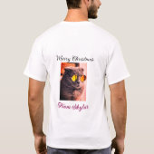 メリークリスマス猫の犬のペット動物の愛写真 Tシャツ (裏面)
