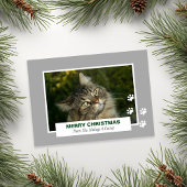 メリークリスマス猫の白い手のプリント写真 シーズンカード