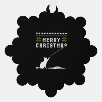 メリークリスマス猫の醜いセーター オーナメントカード