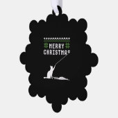 メリークリスマス猫の醜いセーター オーナメントカード (左)