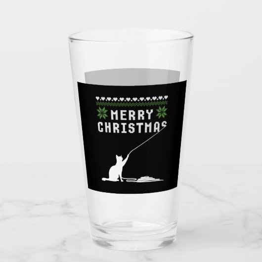 メリークリスマス猫の醜いセーター タンブラーグラス (正面)