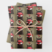 メリークリスマス猫の顔マスクの下 ラッピングペーパーシート (インサイチュ)