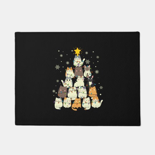 メリークリスマス猫クリスマスツリー ドアマット (正面)