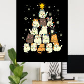 メリークリスマス猫クリスマスツリー ポスター (ホームオフィス)