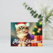 メリークリスマス猫サンタクロース ポストカード (スタンド正面)
