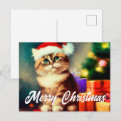メリークリスマス猫サンタクロース ポストカード (正面/裏面)