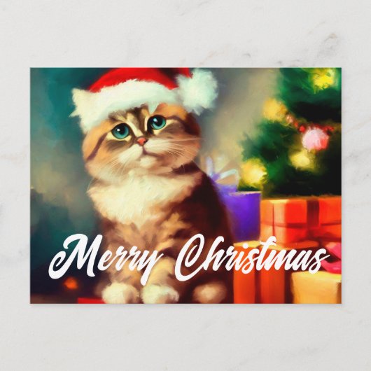 メリークリスマス猫サンタクロース ポストカード (正面)