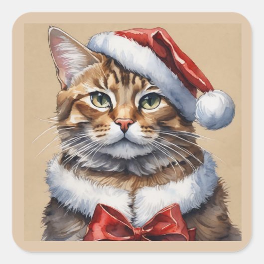 メリークリスマス猫シール スクエアシール (正面)