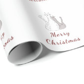 メリークリスマス猫スケッチかわいい猫ちゃん ラッピングペーパー (ロールコーナー)