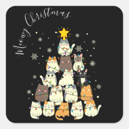 メリークリスマス猫ツリー スクエアシール