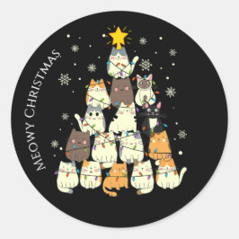 メリークリスマス猫ツリー ラウンドシール