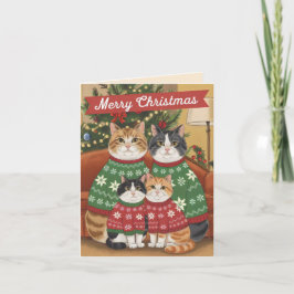メリークリスマス猫一家 カード