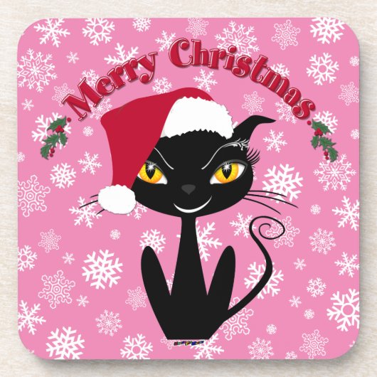メリークリスマス猫 コースター (正面)