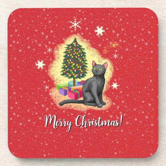 メリークリスマス猫 コースター (正面)