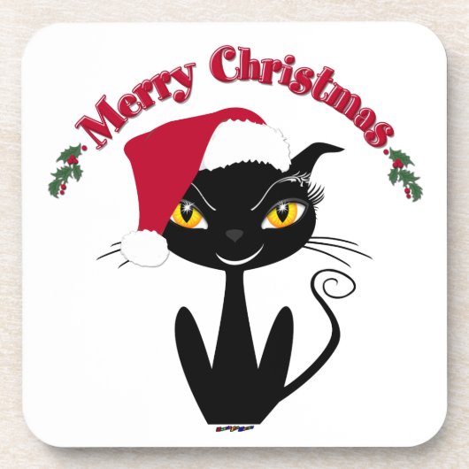 メリークリスマス猫 コースター (正面)