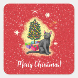 メリークリスマス猫 スクエアシール