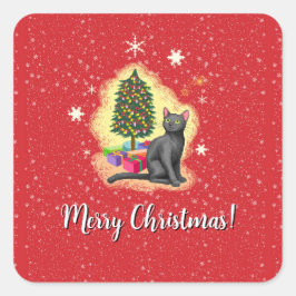 メリークリスマス猫 スクエアシール