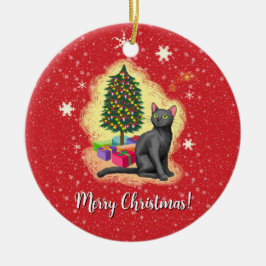 メリークリスマス猫 セラミックオーナメント