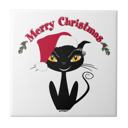 メリークリスマス猫 タイル (正面)
