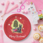 メリークリスマス猫 ペーパープレート (パーティー)