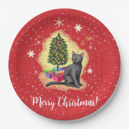 メリークリスマス猫 ペーパープレート