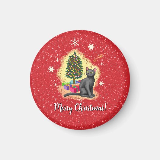 メリークリスマス猫 マグネット (正面)