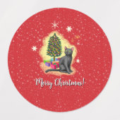 メリークリスマス猫 ラベル (デザイン1)