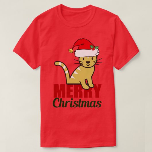 メリークリスマス猫 Tシャツ (デザイン正面)