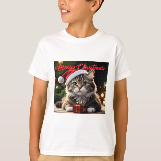 メリークリスマス猫 Tシャツ (正面)