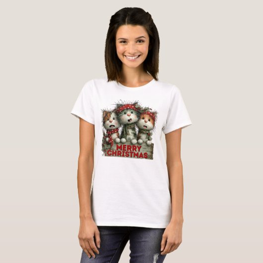 メリークリスマス猫 Tシャツ (正面フル)