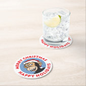 メリークリスマス猿 ラウンドペーパーコースター (インサイチュ)