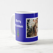 メリークリスマス王室のブルー家族写真 コーヒーマグカップ (正面左)