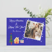 メリークリスマス王室のブルー家族写真 シーズンカード (スタンド正面)