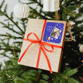 メリークリスマス王室のブルー家族写真 スクエアシール