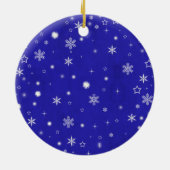 メリークリスマス王室のブルー家族写真 セラミックオーナメント (裏面)