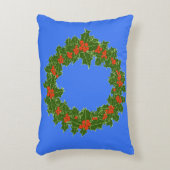 メリークリスマス用レッドベリー&ホリーリース アクセントクッション (正面(垂直))