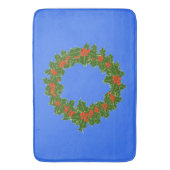 メリークリスマス用レッドベリー&ホリーリース バスマット (正面縦)