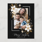 メリークリスマス白い花祭日写真 ポストカード (正面)