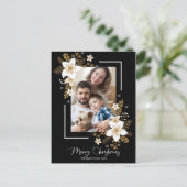 メリークリスマス白い花祭日写真 ポストカード (スタンド正面)