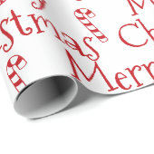 メリークリスマス白い赤いキャンディーケーンモダンかわいい ラッピングペーパー (ロールコーナー)