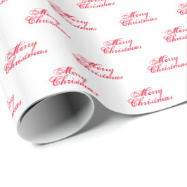 メリークリスマス白い赤いスクリプトかわいい休日 ラッピングペーパー